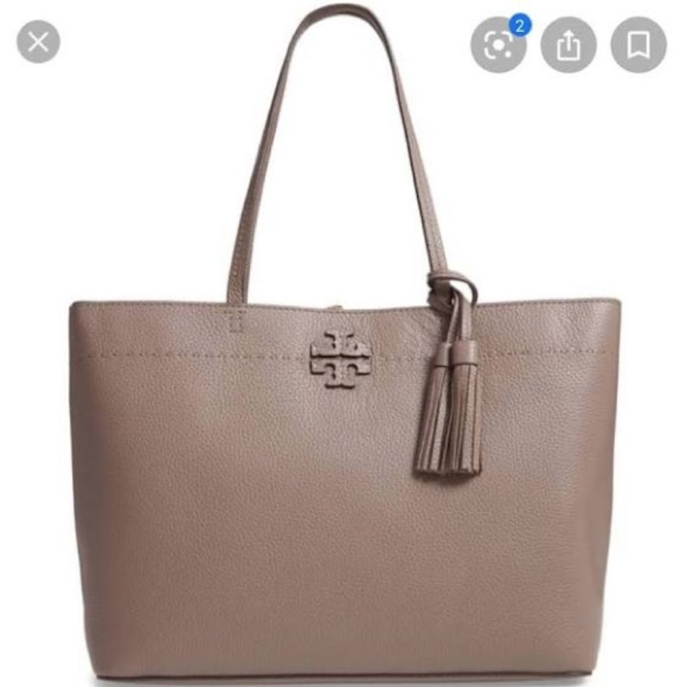 Tory Burch Taupe Leather Tote Shoulder Bag